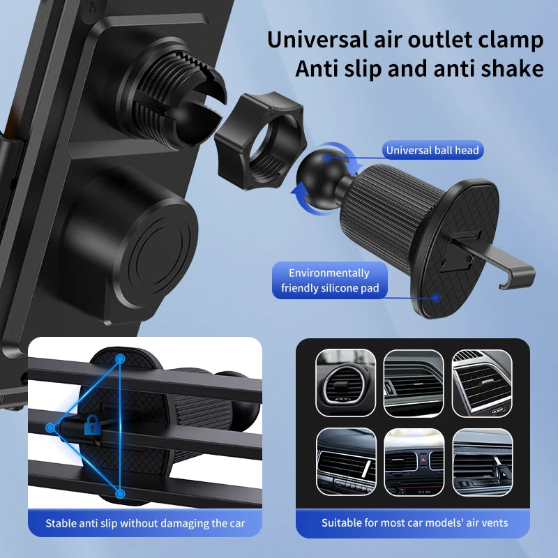 Magnetic Car Phone Holder 15W Wireless Fast Charging Infrared Sensing with Light Touch Control for iPhone Android