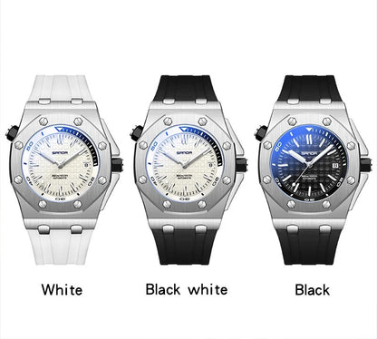 Sports Quartz Watch for Men Military Chronograph Waterproof Silicone Strap Clock Wristwatch