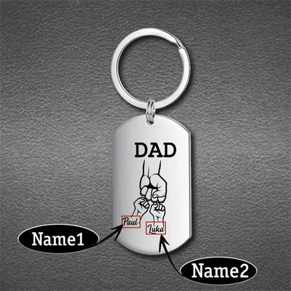 Personalized Custom Dad Keyring with Kids Name Family Keychain Stainless Steel