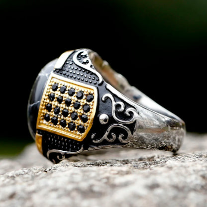 Stainless Steel Colorful Stone Trend Ring fashion High Quality