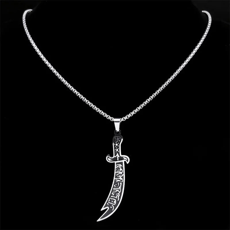 Arabic Imam Ali Zulfiqar Sword Stainless Steel Jewelry Set