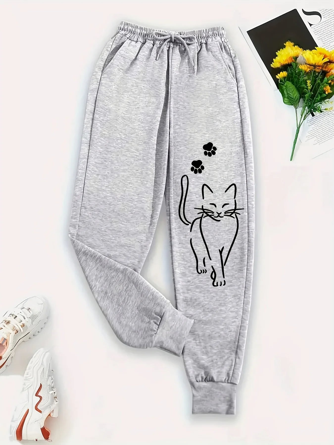 Daily Casual High Quality Cat Print Street Sport Jogging Trouser