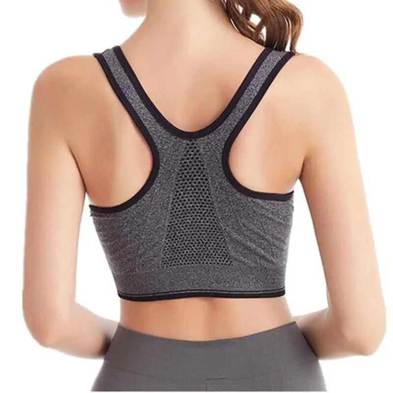 Working and Running Fitness Sports Bra Front Zipper Women's Shockproof Breathable