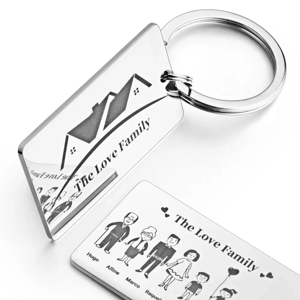 Family Customized Keychain Mirror-polished Stainless Steel