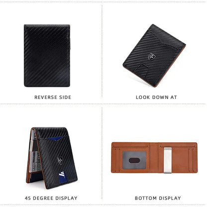 Business RFID men wallets name customized carbon fiber card holder