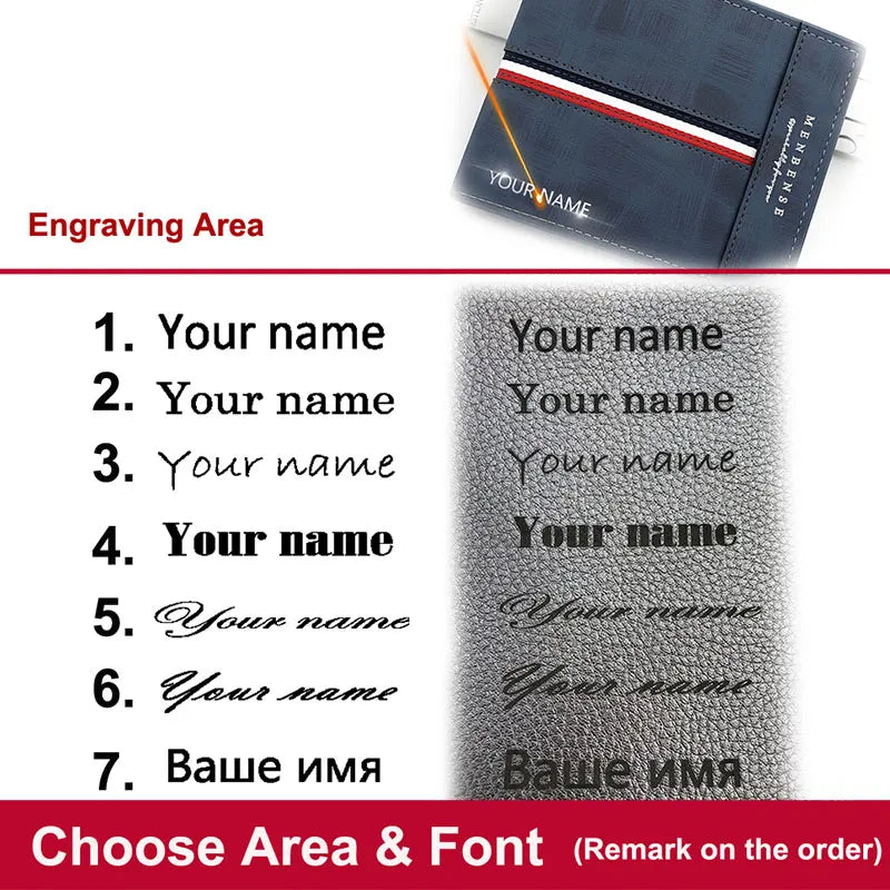 Name Engraving Men Wallets