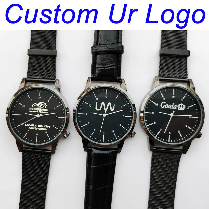 Personalized  Engrave with Your Name Logo Men Lady Wristwatch Water Resistant 3ATM Customized Man's Woman's Wrist Watches