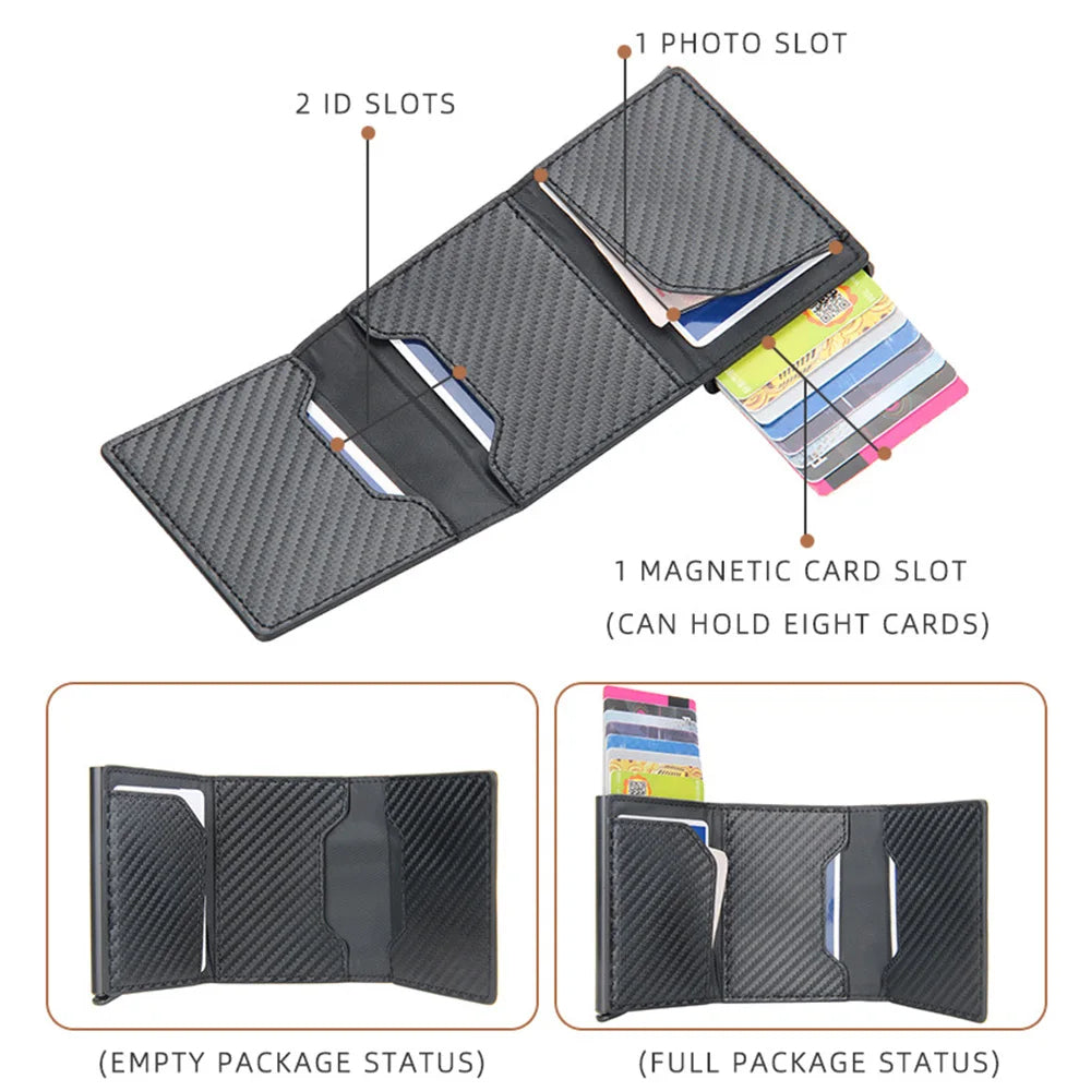 Customized Name RFID Card Wallets Carbon Fiber