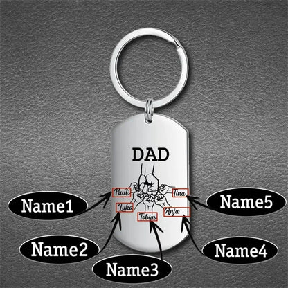 Personalized Custom Dad Keyring with Kids Name Family Keychain Stainless Steel