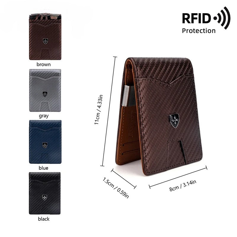 Business RFID men wallets name customized carbon fiber card holder