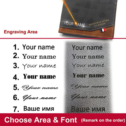 Name Engraving Men Wallets