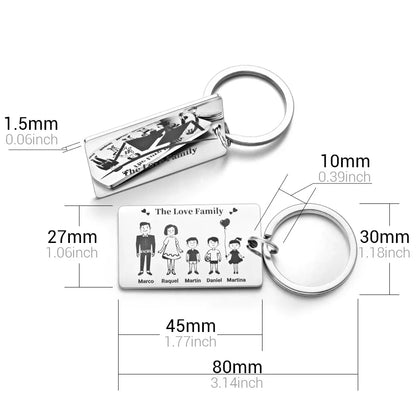 Family Customized Keychain Mirror-polished Stainless Steel