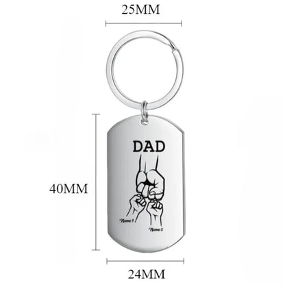 Personalized Custom Dad Keyring with Kids Name Family Keychain Stainless Steel