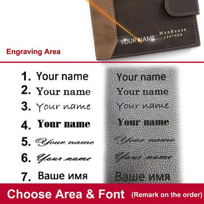 Customized Name Engraving Men Wallets