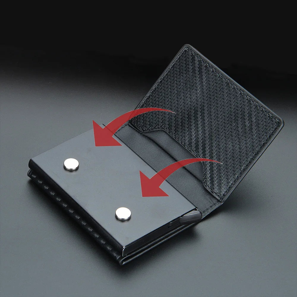 Customized Name RFID Card Wallets Carbon Fiber