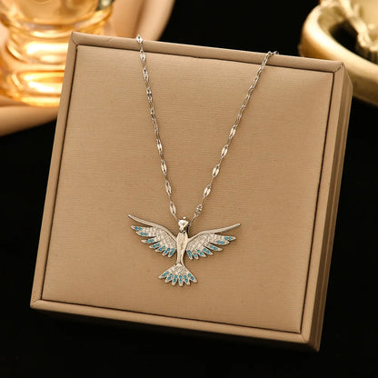 Trendy Phoenix Stainless Steel Zirconia Necklaces