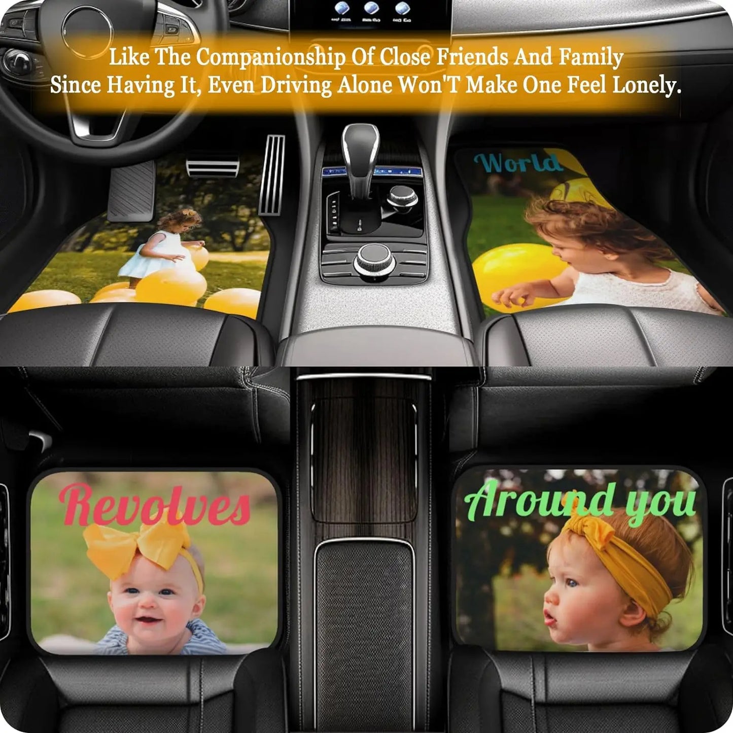 Custom Car Floor Mat Personalized Fit Car Mats with Your Customized Image Name Text 4 Pieces Set Soft Non Slip Automotive