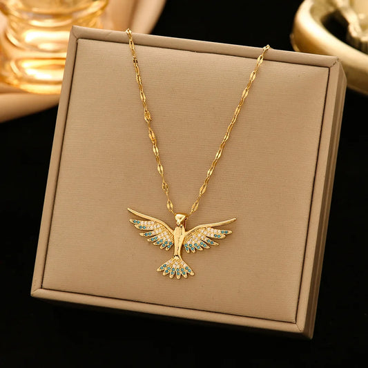 Trendy Phoenix Stainless Steel Zirconia Necklaces