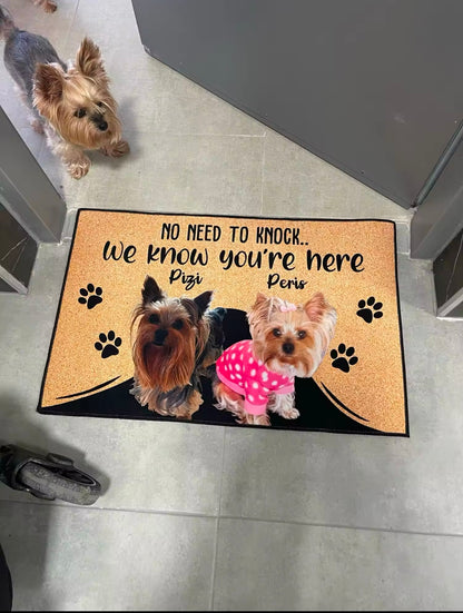 Personalized Dog Cat Welcome Mat Custom Doormat With Pet's Photo Name Approved Hallway Doorway Floor Mats Carpet Home Decor