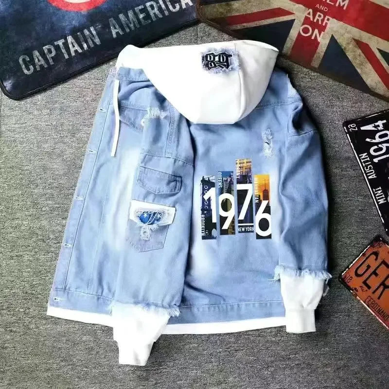 Jean jacket With Hat Hooded