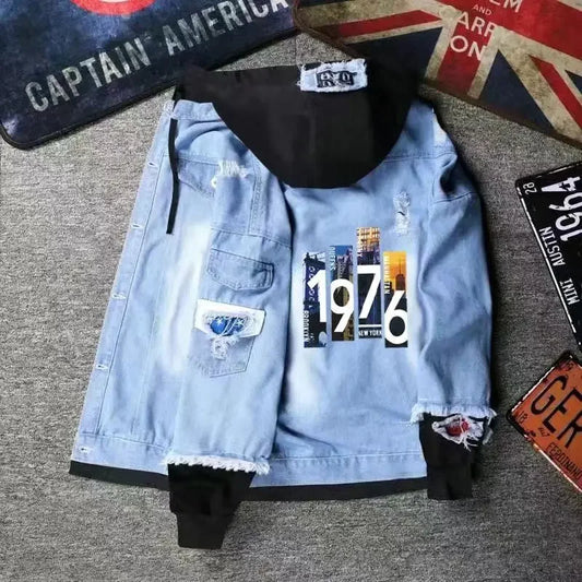 Jean jacket With Hat Hooded