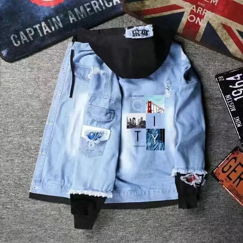 Jean jacket With Hat Hooded