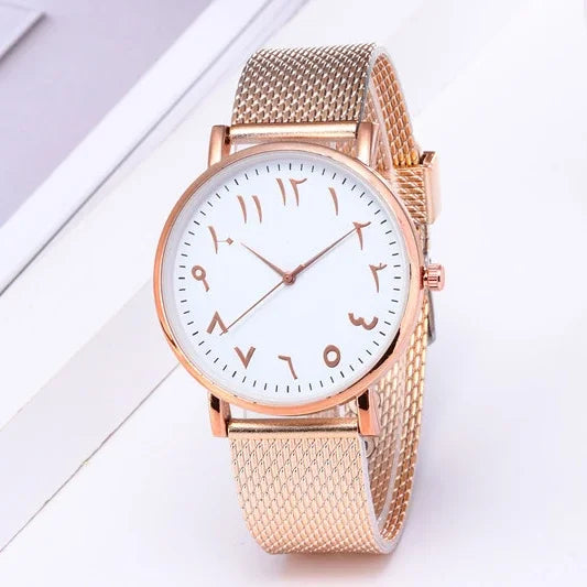 Ladies Watches Arabic Numbers Watch Women Watches Silver Mesh Band Quartz Wristwatches