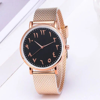 Ladies Watches Arabic Numbers Watch Women Watches Silver Mesh Band Quartz Wristwatches