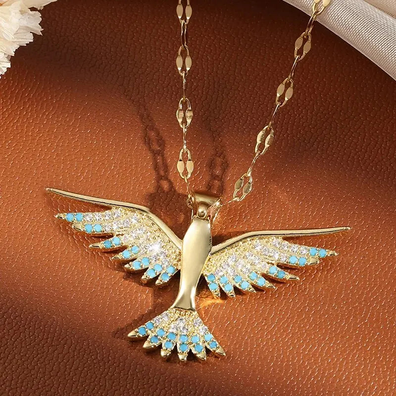 Trendy Phoenix Stainless Steel Zirconia Necklaces