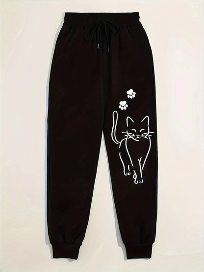 Daily Casual High Quality Cat Print Street Sport Jogging Trouser