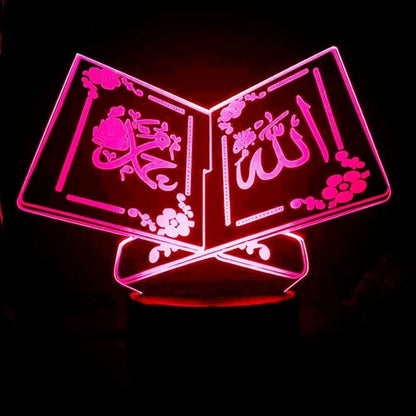 3D Muslim Allah Islamic Night Light Lamp Illusion Night Lights 7 Color Changing Acrylic Table Desk Decoration Lamps