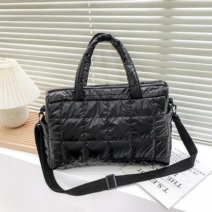 Luxury Space Padded Cotton Handbag Big Capacity Shoulder Bag Waterproof Nylon Bag Travel Down Crossbody Bag