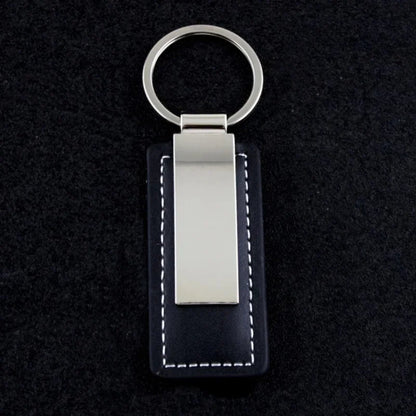 Laser Custom two sides Logo Leather Metal Keychain