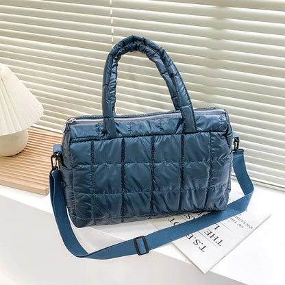 Luxury Space Padded Cotton Handbag Big Capacity Shoulder Bag Waterproof Nylon Bag Travel Down Crossbody Bag