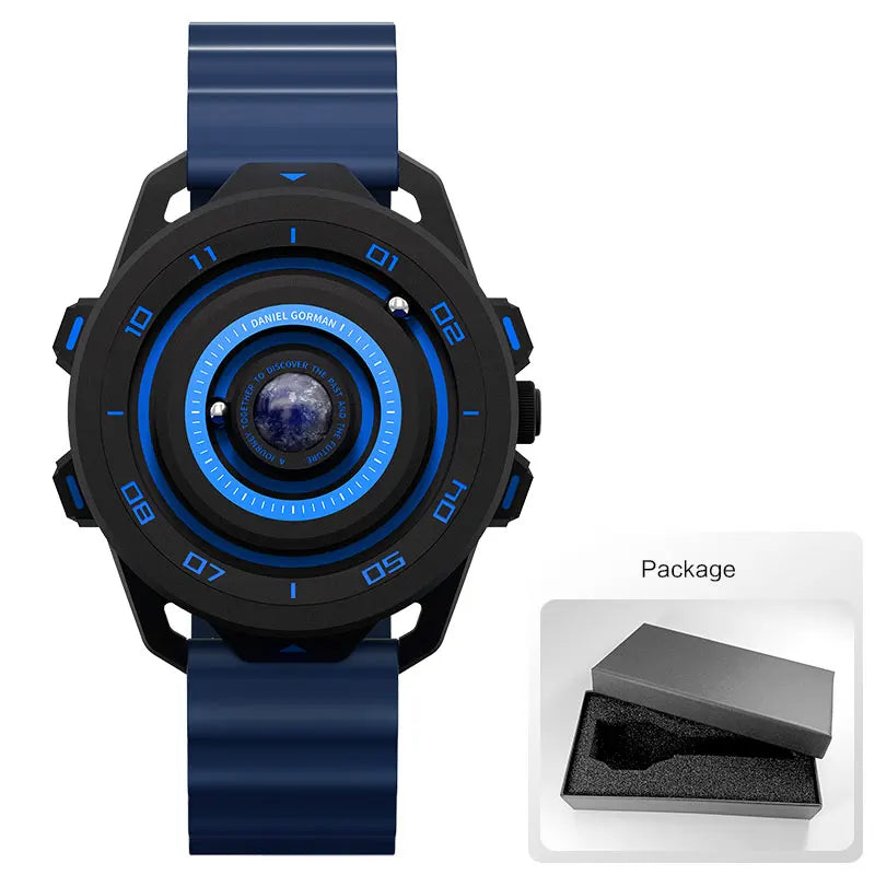 Planet Design Quartz Watch for Men Waterproof Luminous Sport Wristwatch with Magnetic Bead Pointers