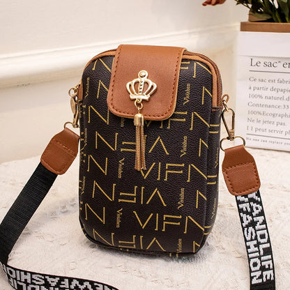 Trendy ladies bags, stylish casual tassel-embellished letter strap, printed crossbody bag