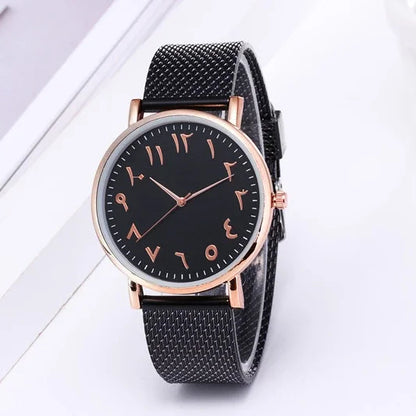 Ladies Watches Arabic Numbers Watch Women Watches Silver Mesh Band Quartz Wristwatches