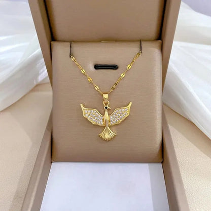 Trendy Phoenix Stainless Steel Zirconia Necklaces