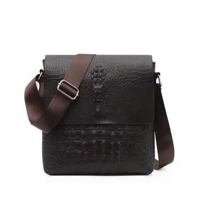 Vintage Crocodile Pattern PU Leather Shoulder Bag Men's Business Bags