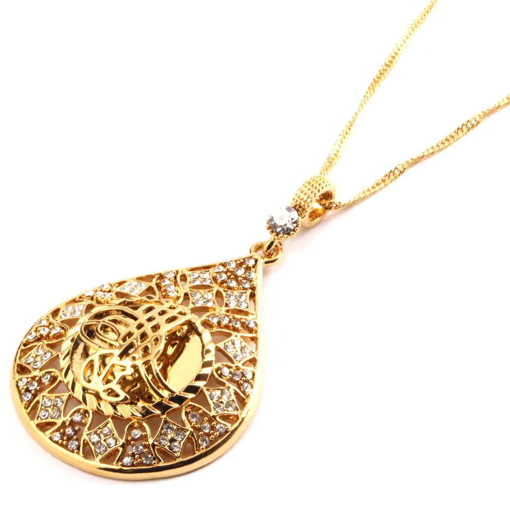 Islamic Religious Women Rhinestone Pendant Necklace