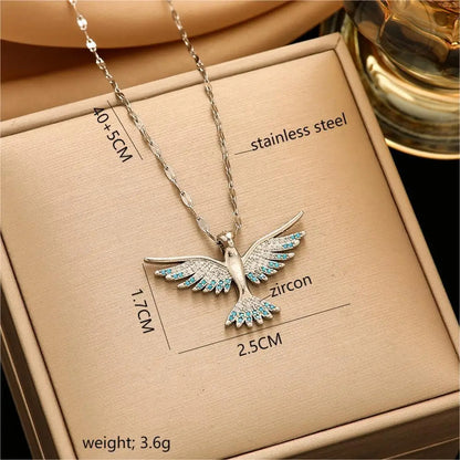 Trendy Phoenix Stainless Steel Zirconia Necklaces