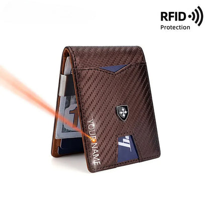 Business RFID men wallets name customized carbon fiber card holder