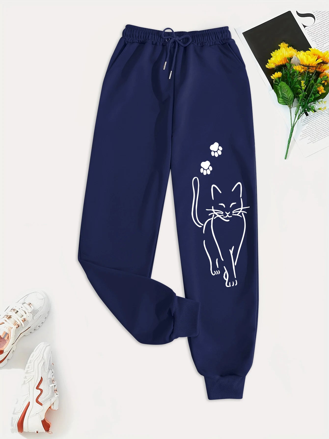 Daily Casual High Quality Cat Print Street Sport Jogging Trouser