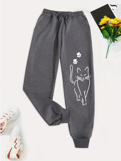 Daily Casual High Quality Cat Print Street Sport Jogging Trouser