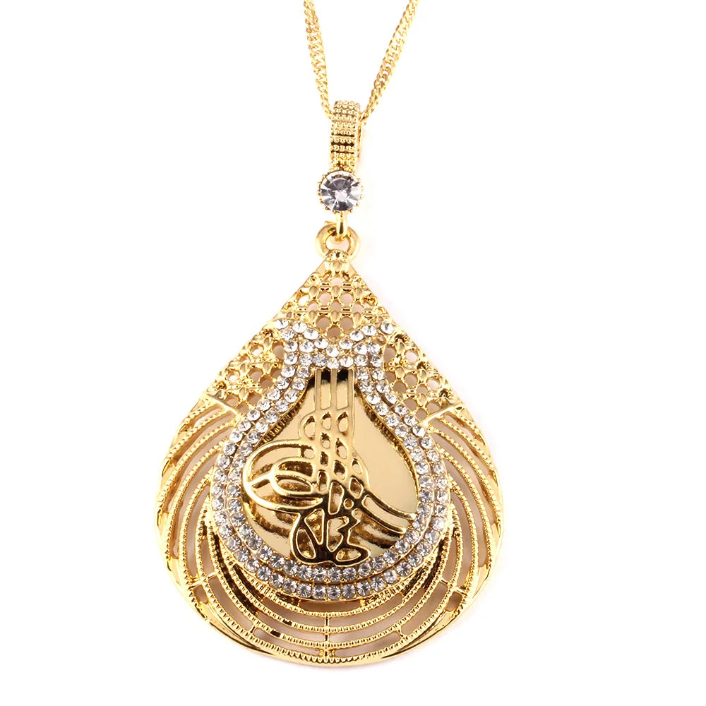 Islamic Religious Women Rhinestone Pendant Necklace