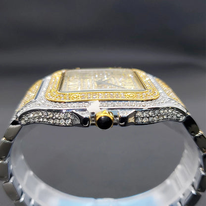 Quartz Wristwatches Iced Out Luxury Square with Full Diamond Unique