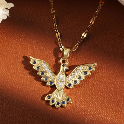 Trendy Phoenix Stainless Steel Zirconia Necklaces