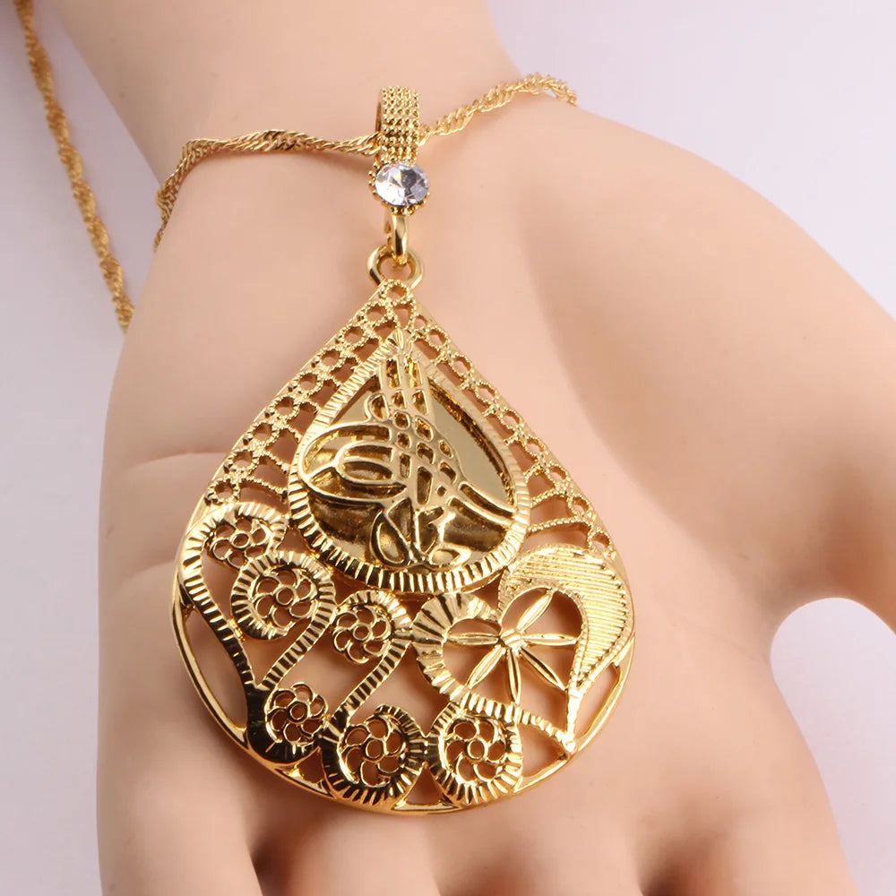 Islamic Religious Women Rhinestone Pendant Necklace