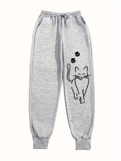 Daily Casual High Quality Cat Print Street Sport Jogging Trouser