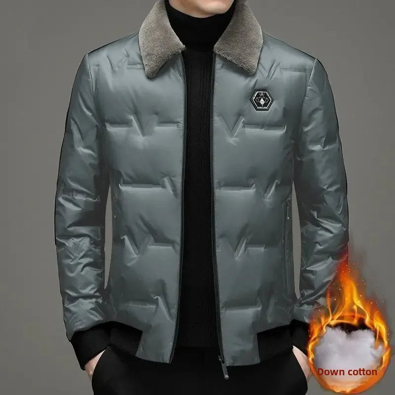 Winter Thickened Warm Cotton Fleece-Lined Lapel Jacket Casual Style